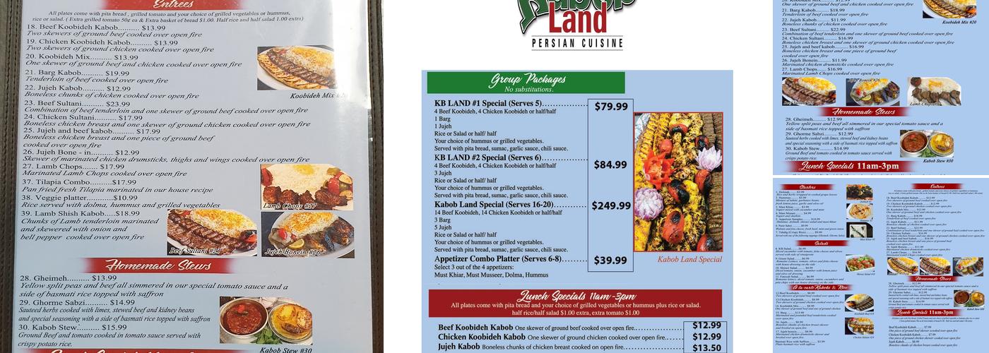 Kabob Land Menu