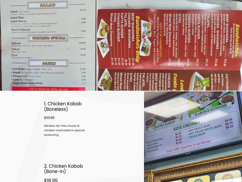 Kabob Palace Menu