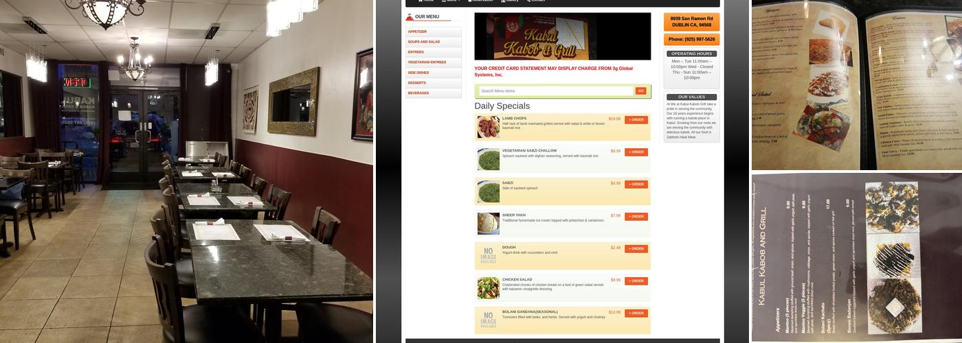 Kabul Kabob & Grill Menu