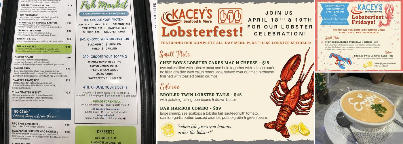 Kacey's Seafood Menu