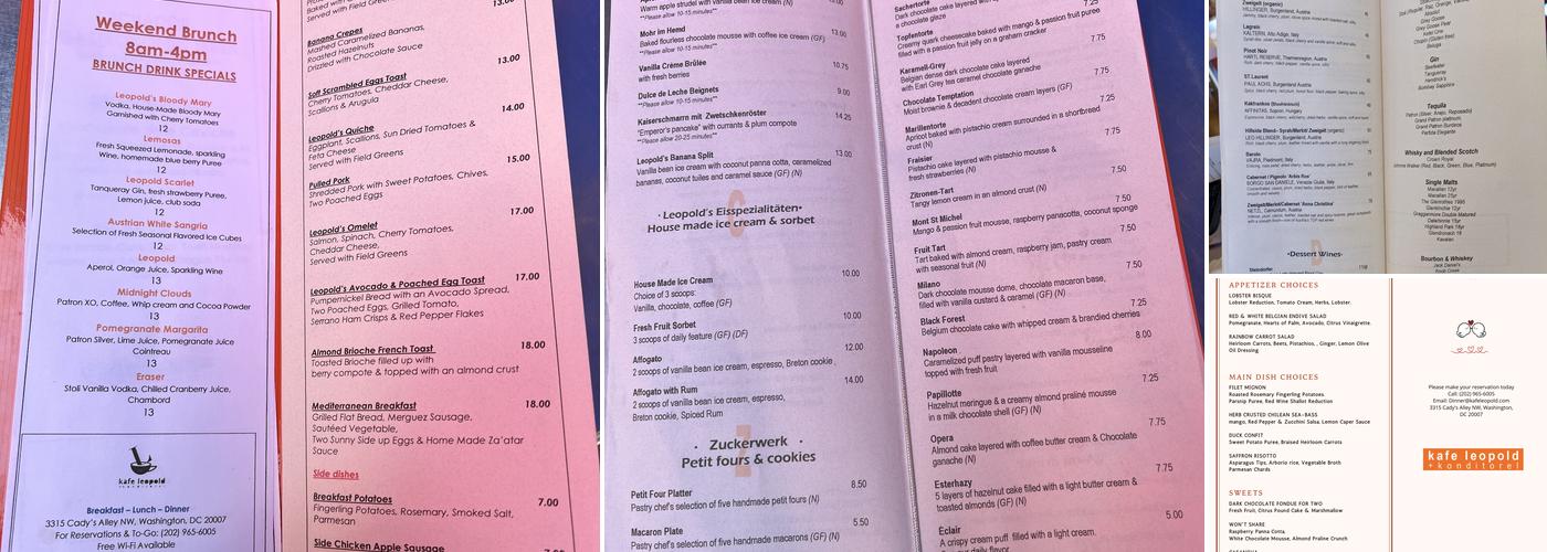 Kafe Leopold Menu
