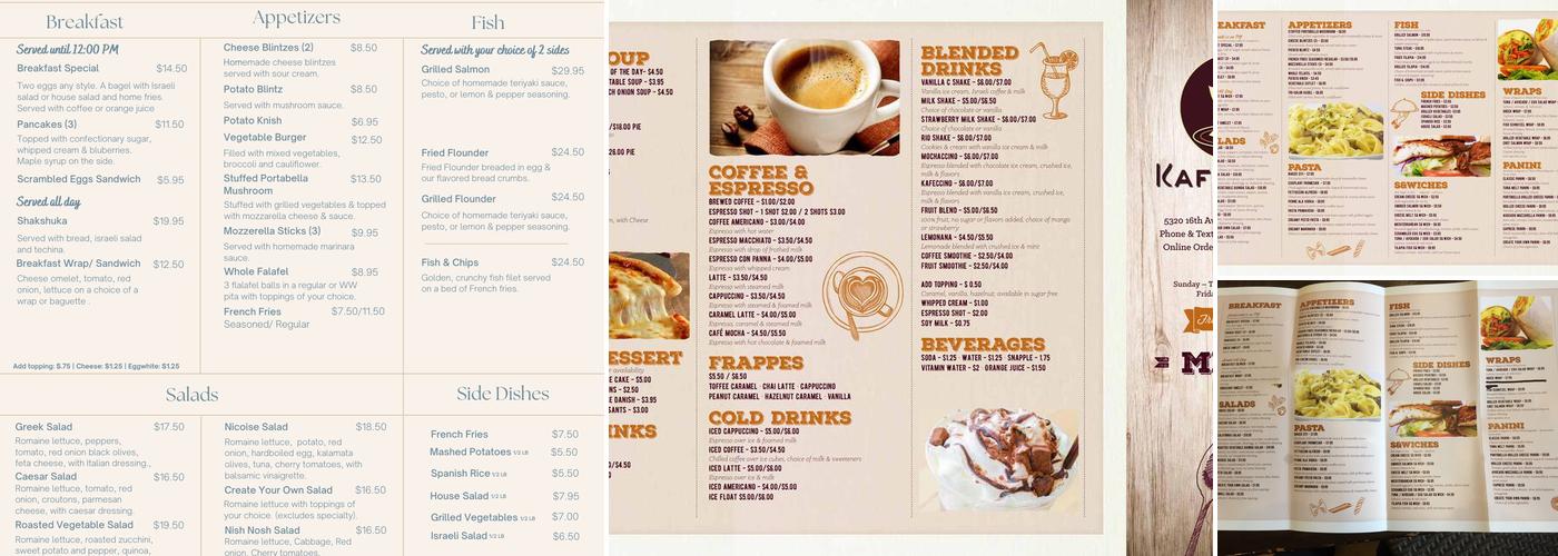 Kaff Kafe Menu