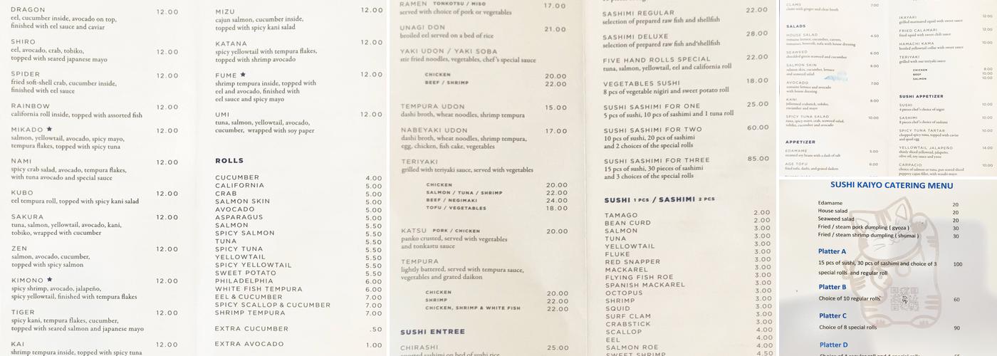 Kaiyo Menu
