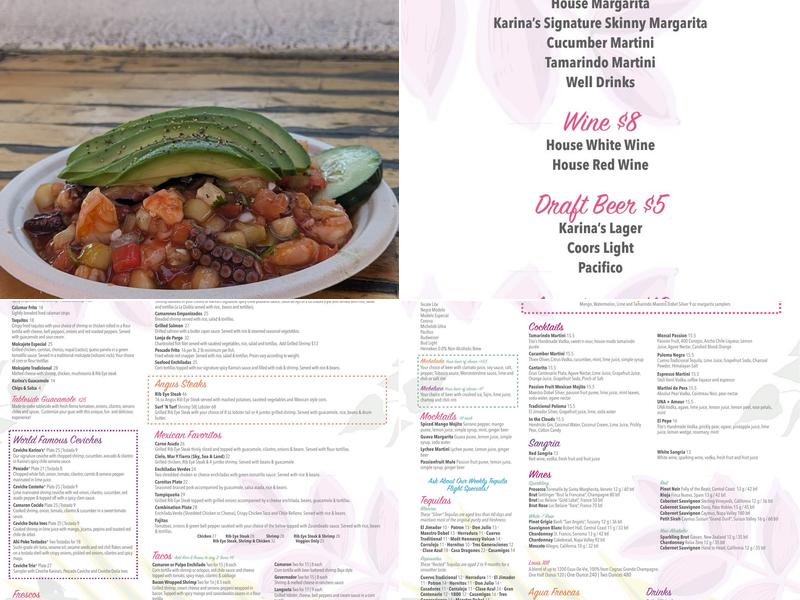 Karina's Ceviches & More Menu