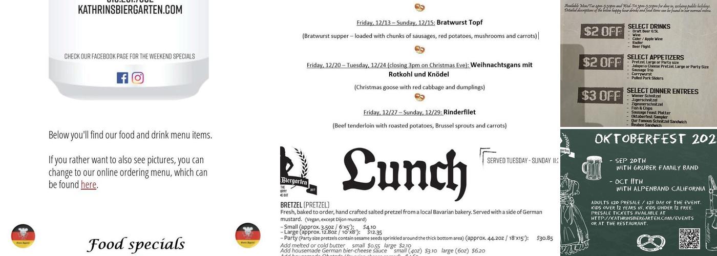 Kathrin's Biergarten Menu