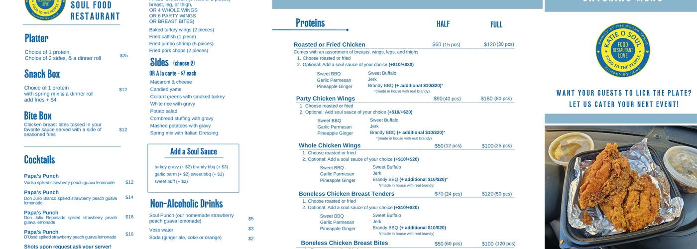 Katie O's Menu