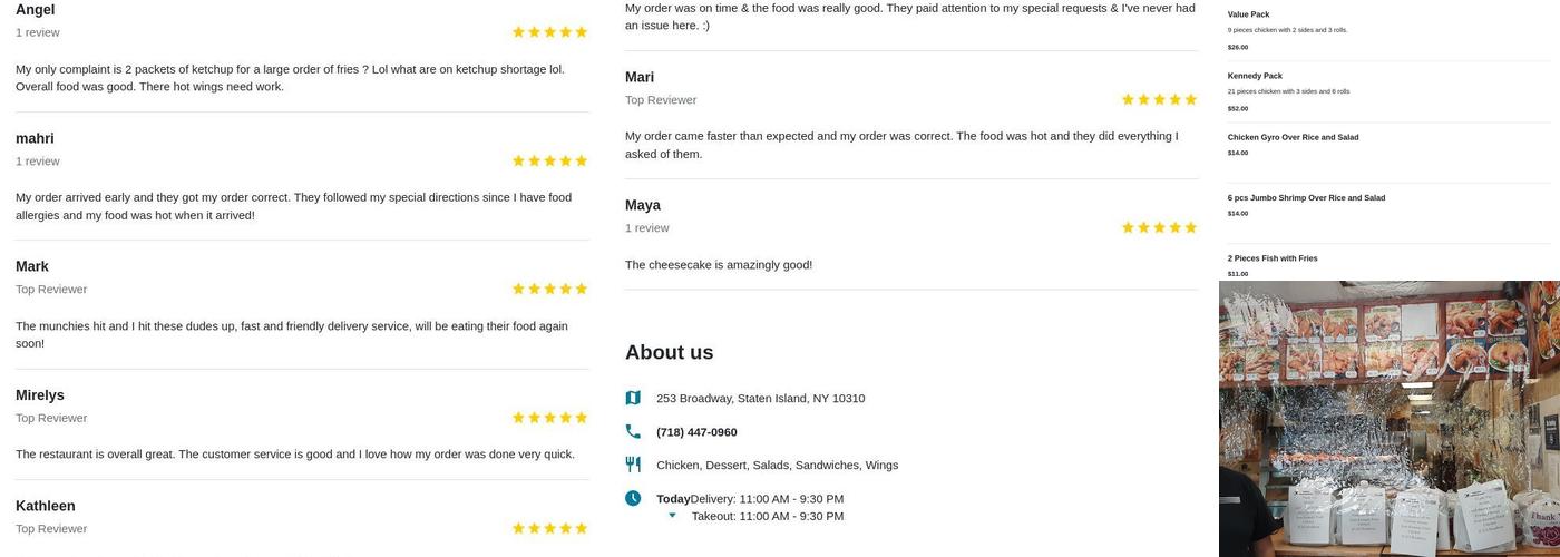 AAA Kennedy Fried Chicken Menu