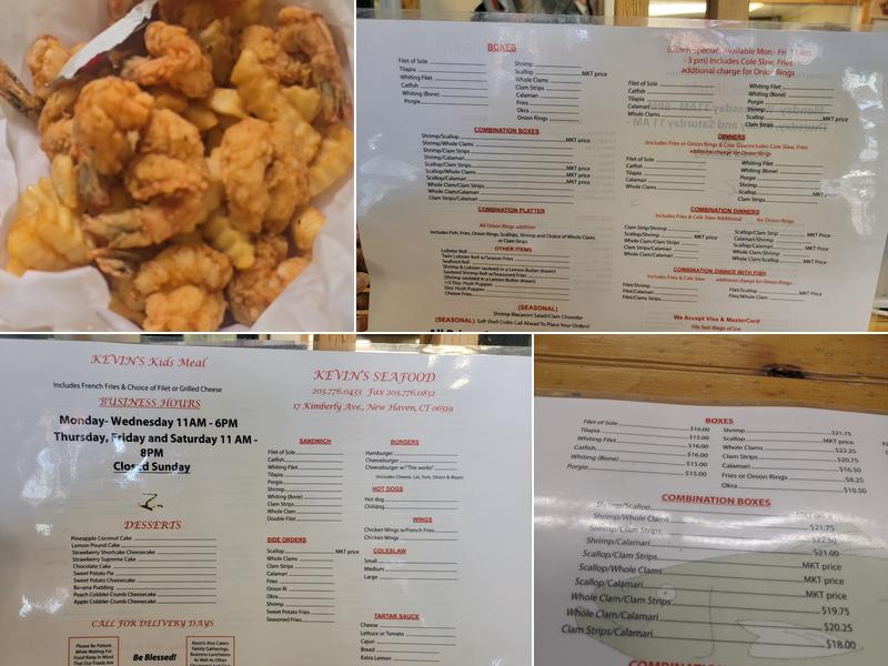 Kevin's Seafood Menu
