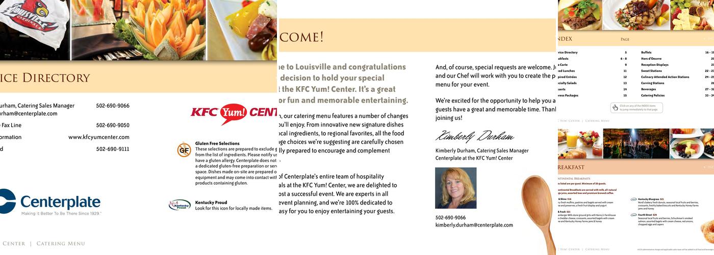 KFC Yum! Center Menu