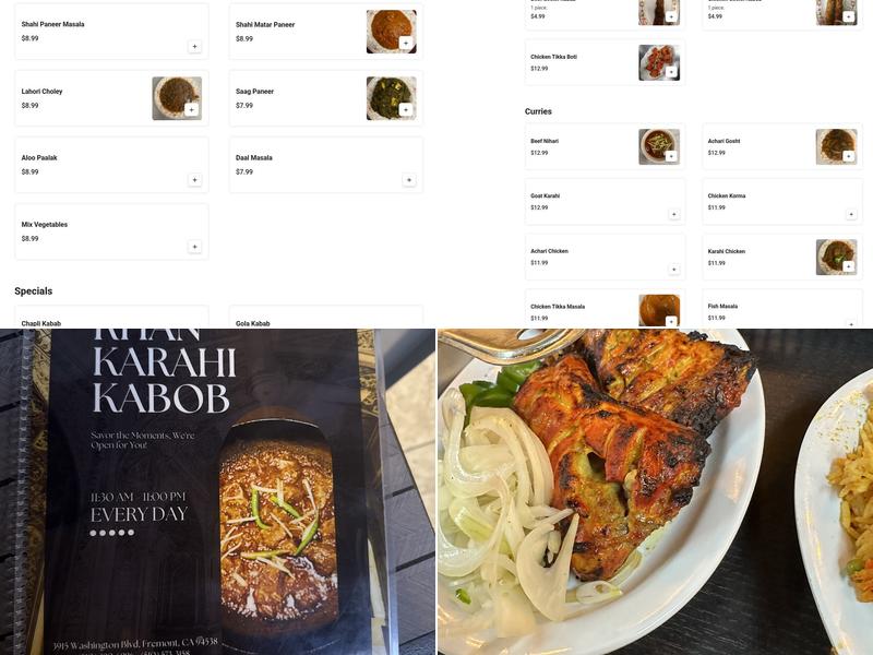 Khan Karahi Kabob Menu