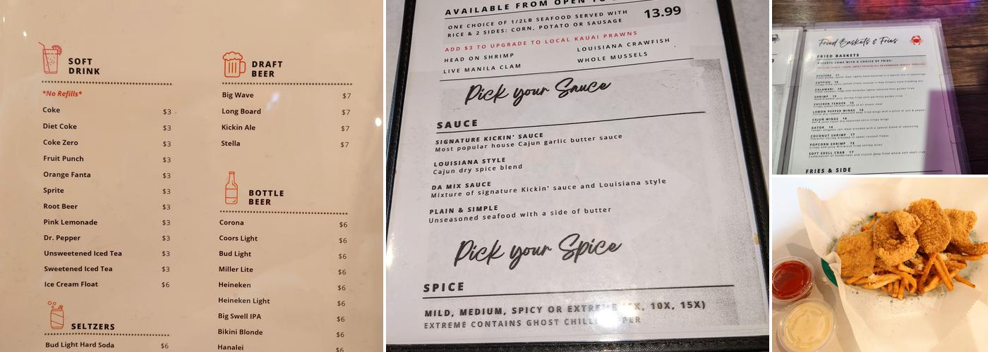 Kickin Kajun Honolulu Menu