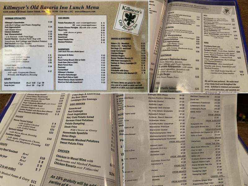 Killmeyer's Menu