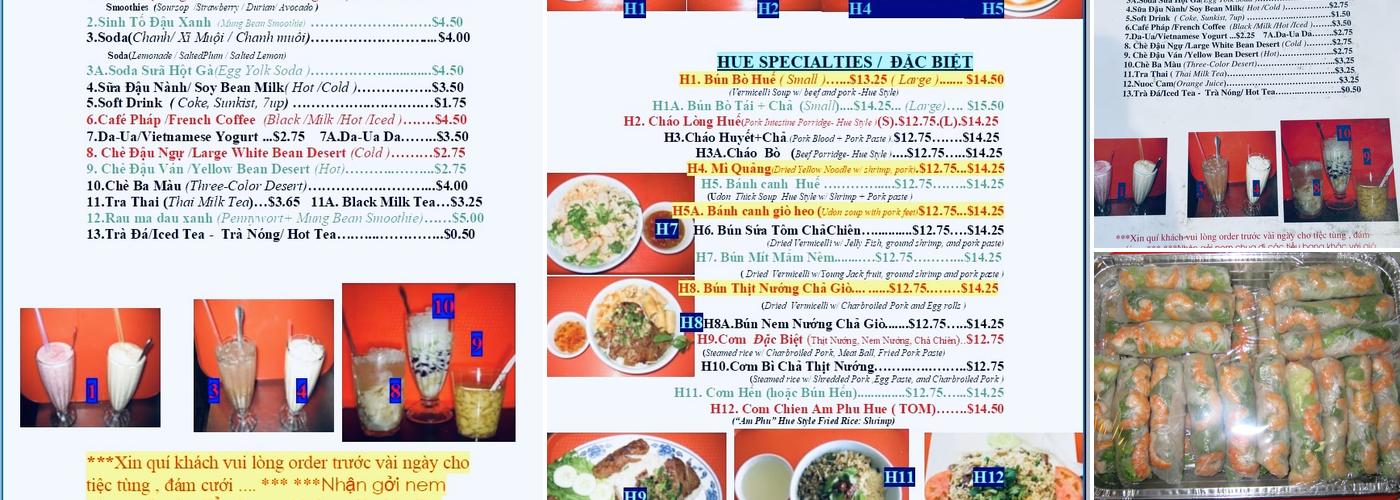 Kim Hoa Hue Restaurant Menu