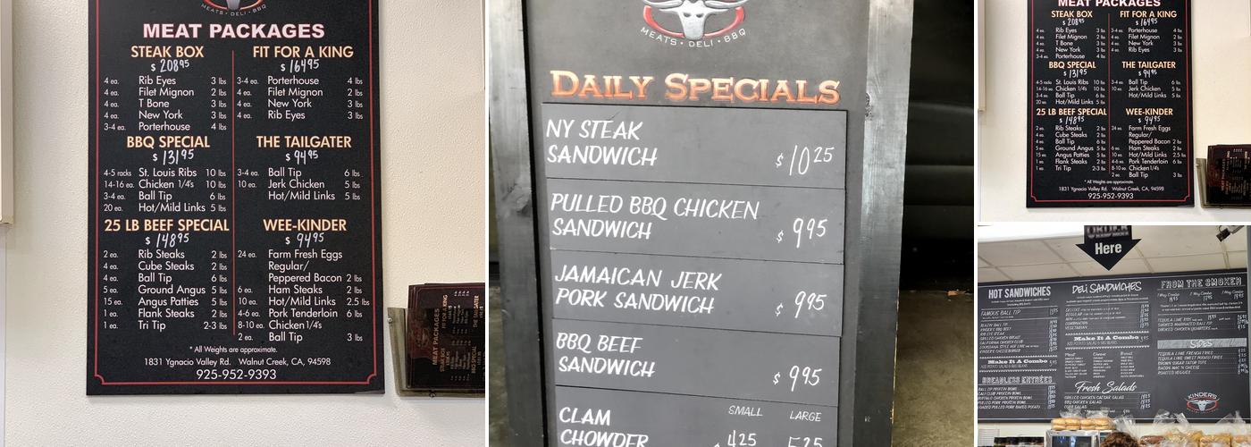 Kinder's Meats Deli BBQ & Catering Menu