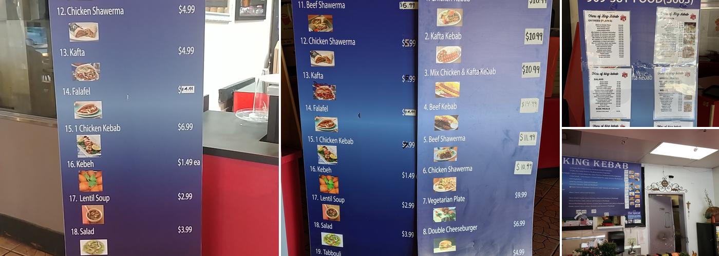 king kebab Menu