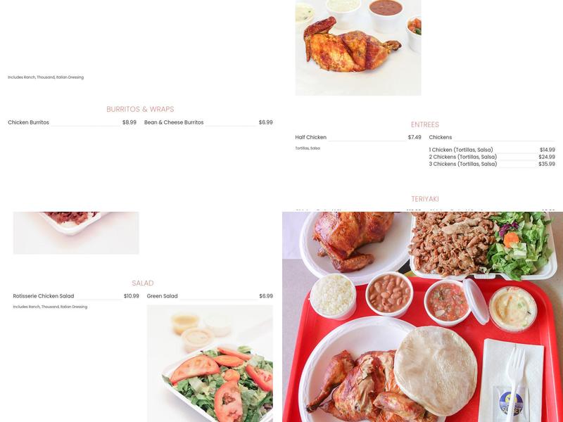 King Pollo Rotisserie Chicken Menu