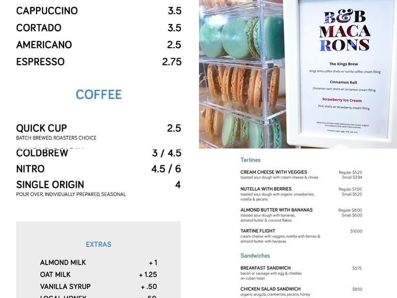 Kings Arms Coffee @ The River Church Menu
