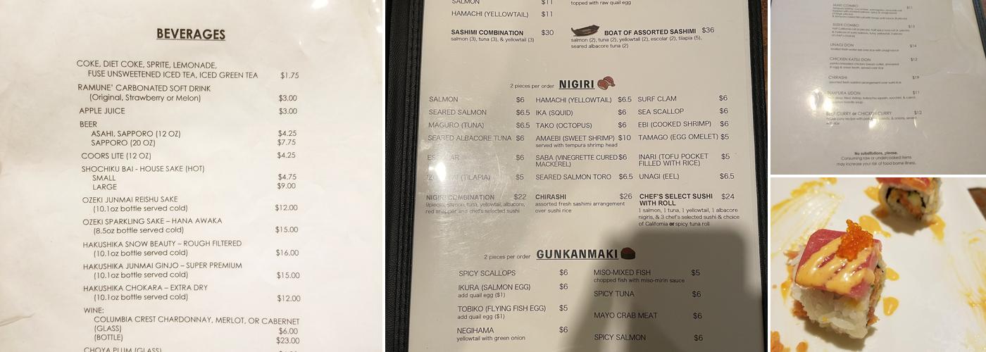 Kiriba Sushi & Grill Menu