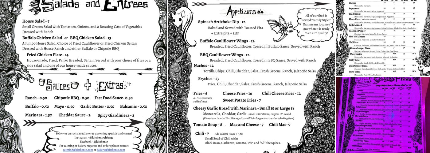 Kitchen 17 Menu