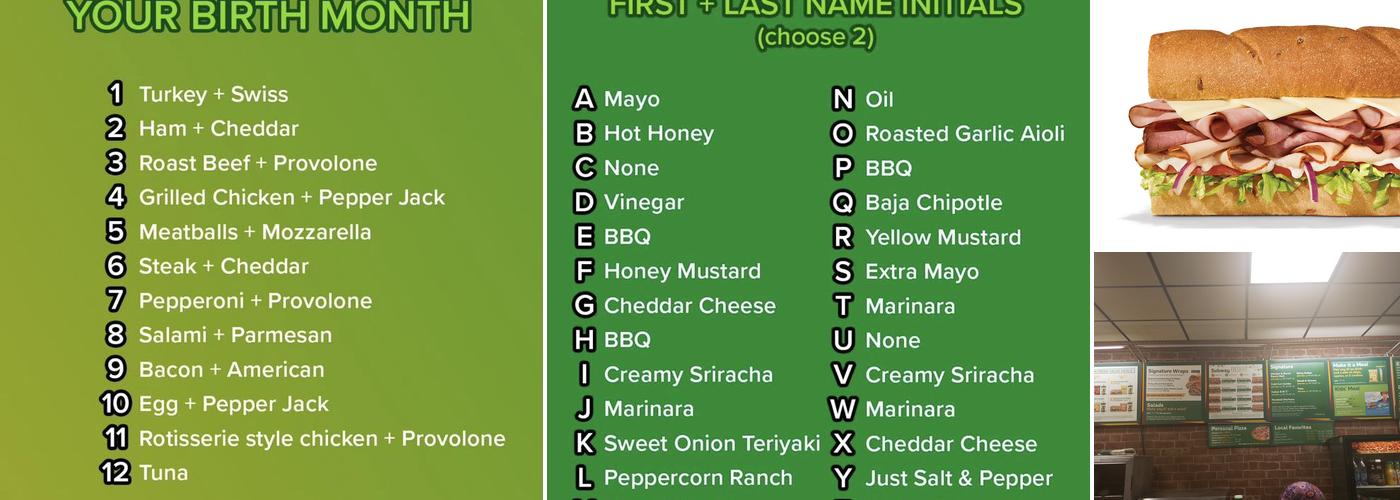Subway Menu