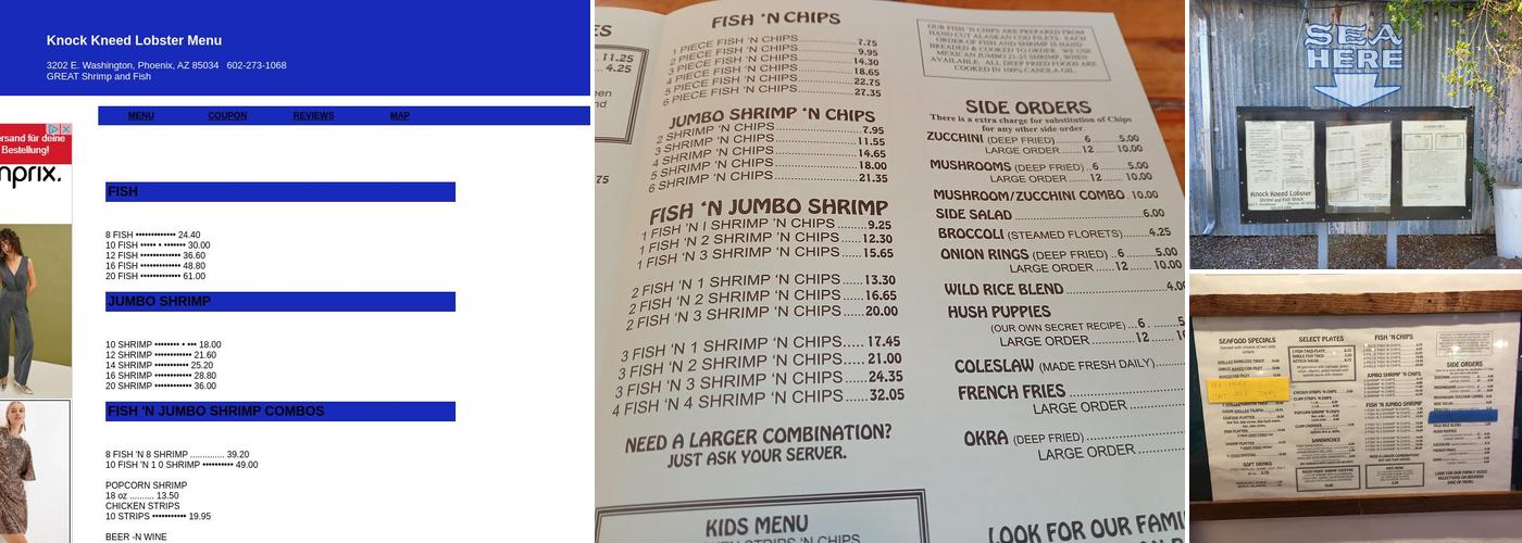 Knock Kneed Lobster Menu