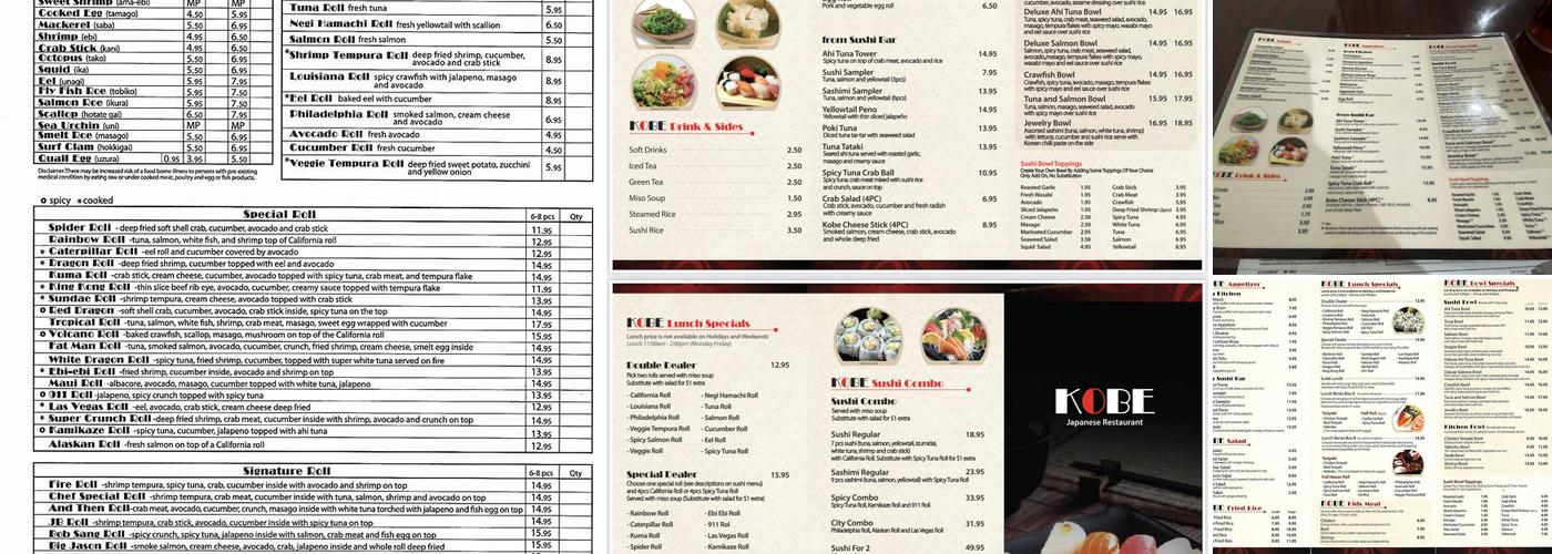 Kobe Sushi Menu