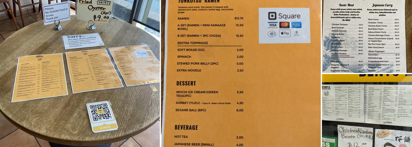 Kobeya Menu