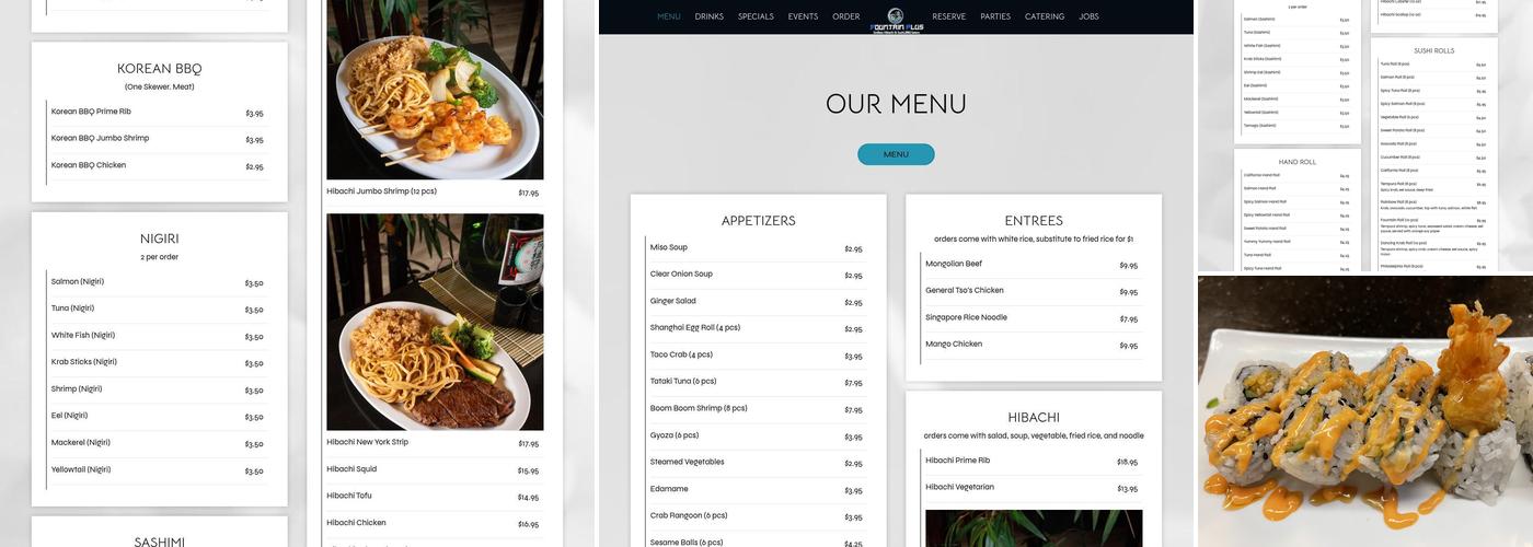 Fountain Plus Endless Hibachi and Sushi Eatery Menu