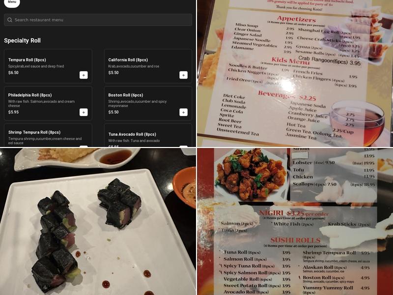 Koizi Endless Hibachi & Sushi Eatery Menu