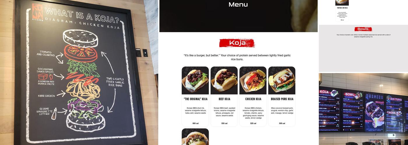 KoJa Kitchen Menu