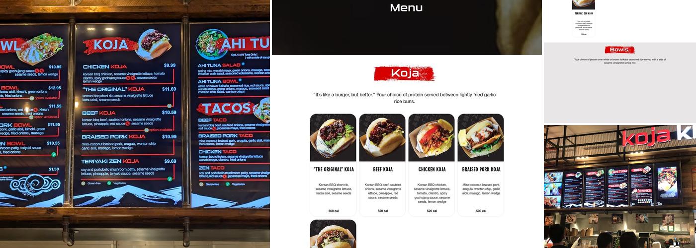 KoJa Kitchen Menu