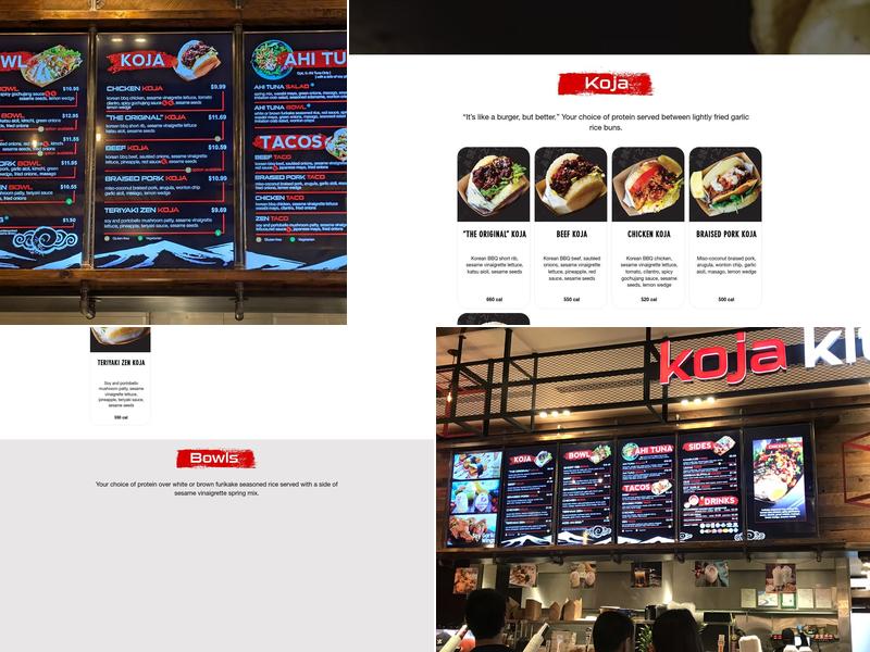 KoJa Kitchen Menu
