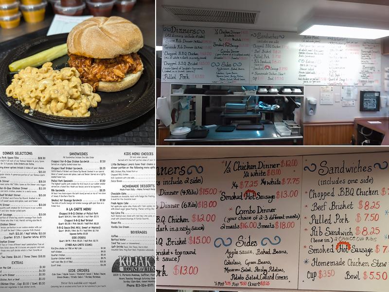 Kojak's House of Ribs Menu