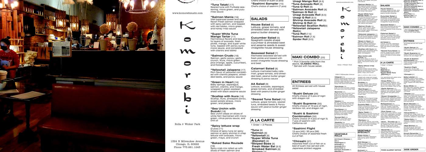 Komorebi Sushi Menu
