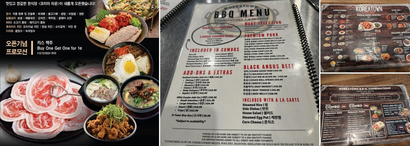 Koreatown Menu