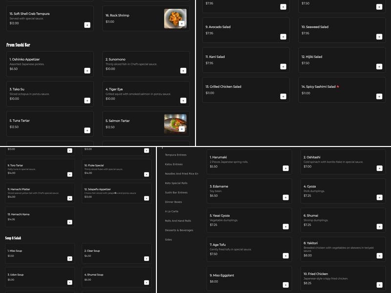 Koto Sushi Menu