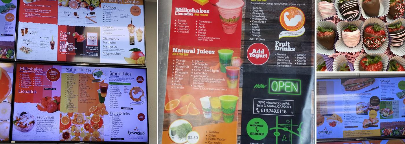 Kravings fruit bar Menu