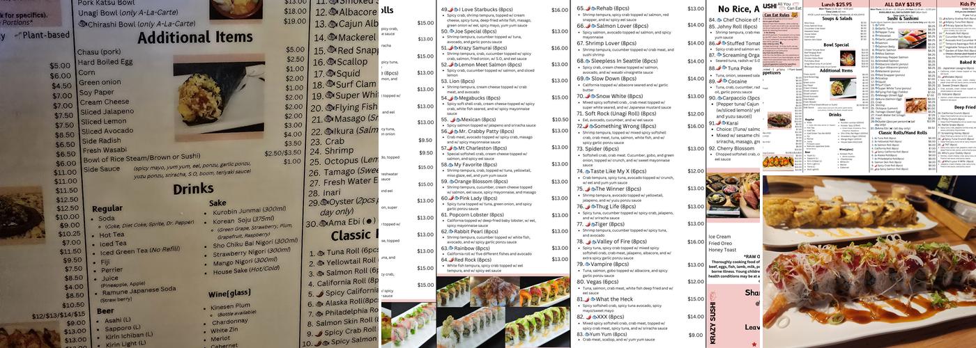 Krazy Sushi Menu