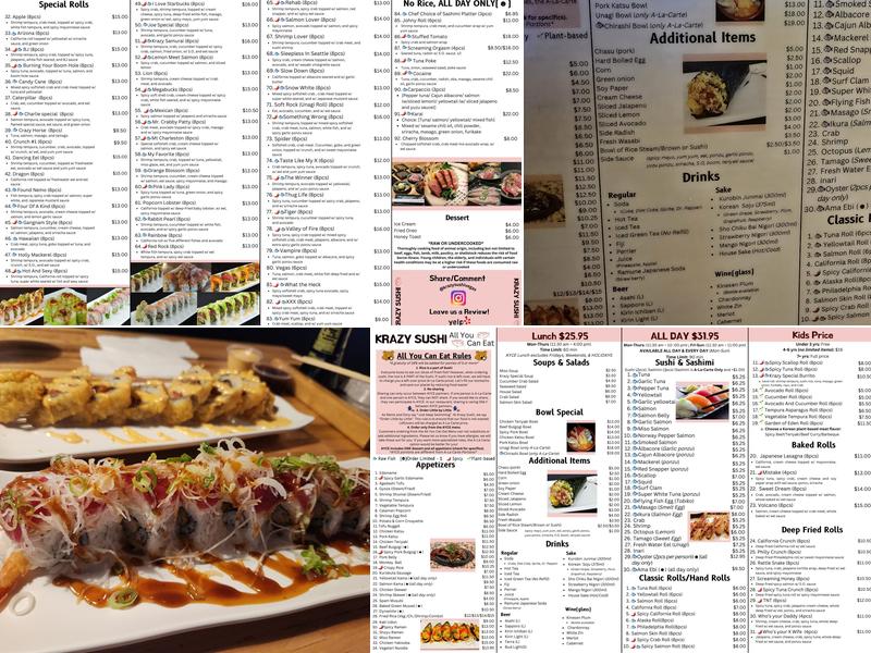 Krazy Sushi Menu