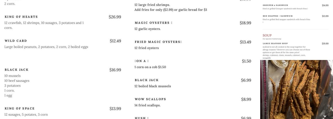 kraby crab ( North Nebraska ) Menu