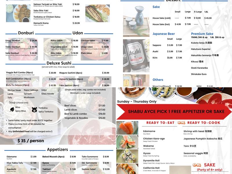 Kufu-Ya Menu