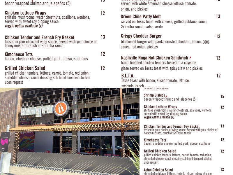 Kung Fu Saloon Menu