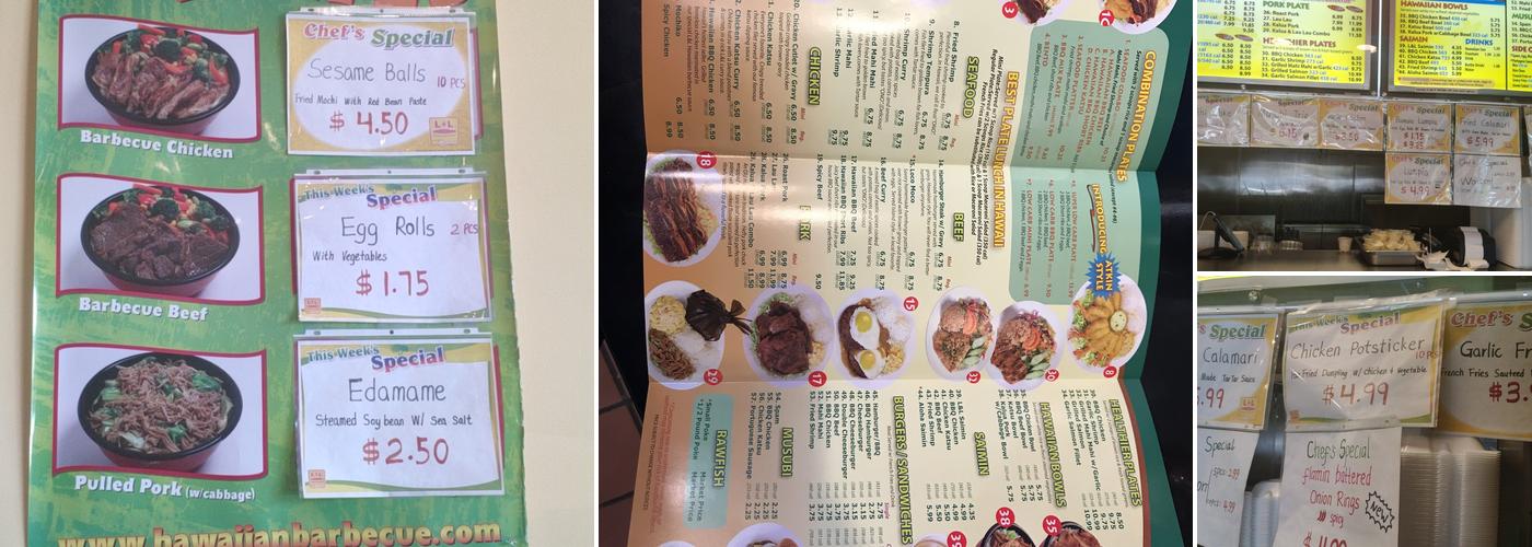 L&L Hawaiian Barbecue Menu
