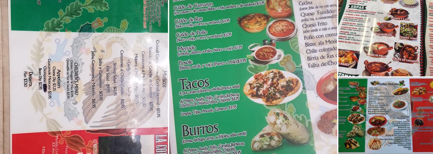 La Coronilla Menu
