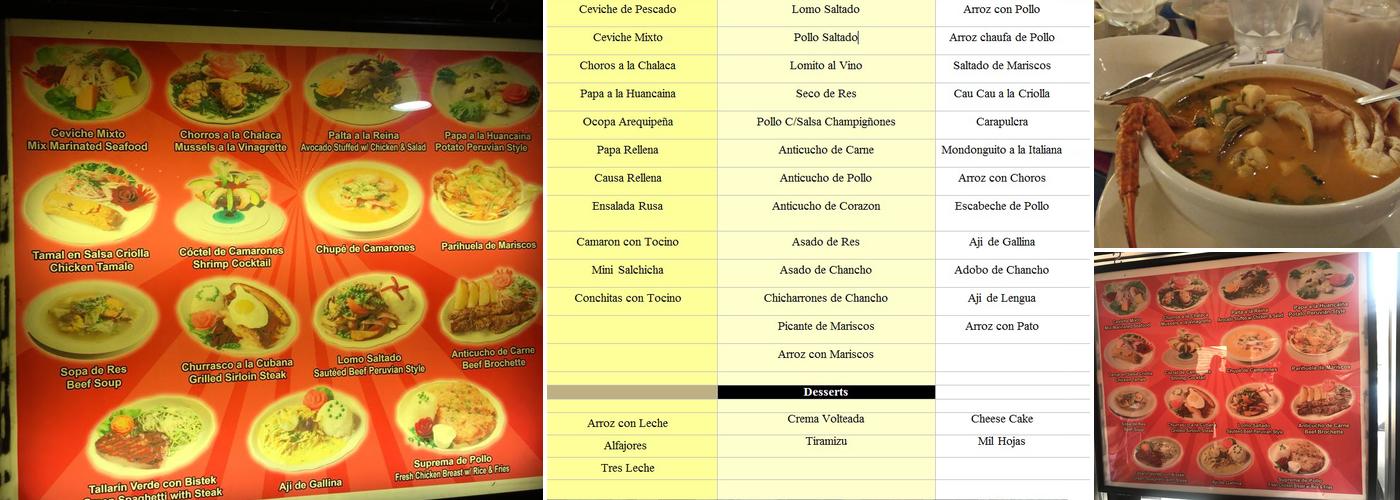 La Granja De Oro Menu