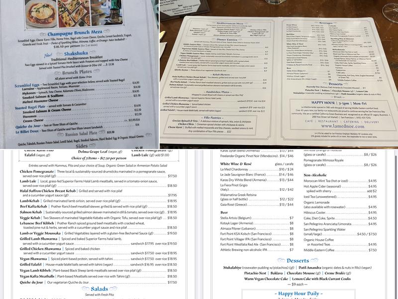 La Mediterranee Menu