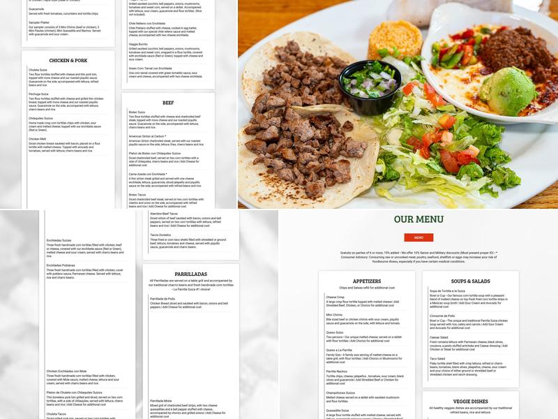 La Parrilla Suiza Menu