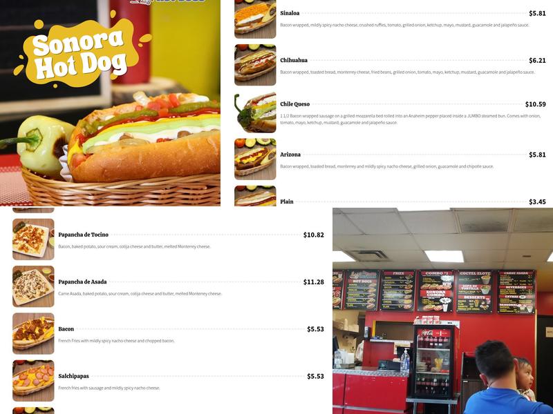 La Pasadita Hot Dogs Menu