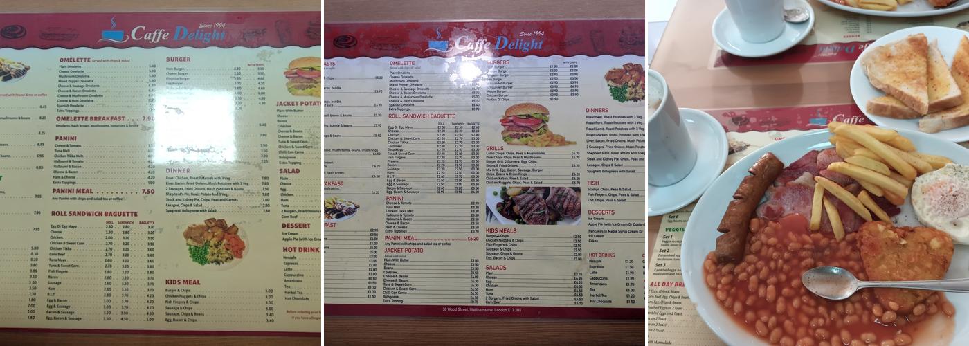 Caffe Delight London Menu