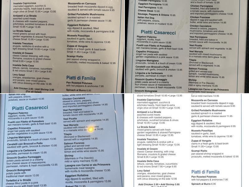 La Strada Menu